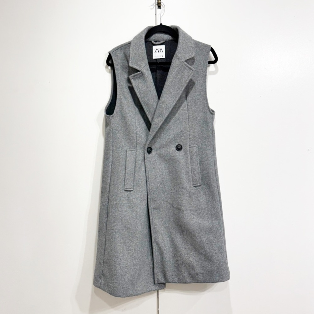 Zara Long Vest Grey Size Small NEW - Picture 3 of 7